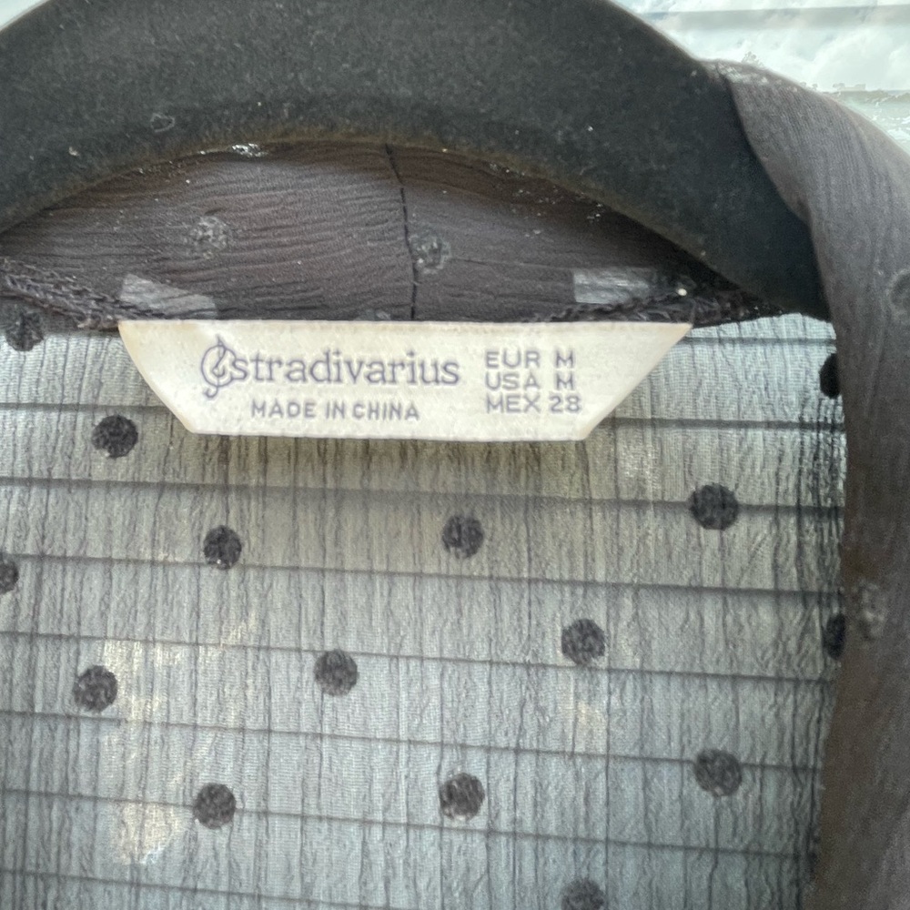Stradivarius Sheer Black Polka Dot Bodysuit - Picture 8 of 8